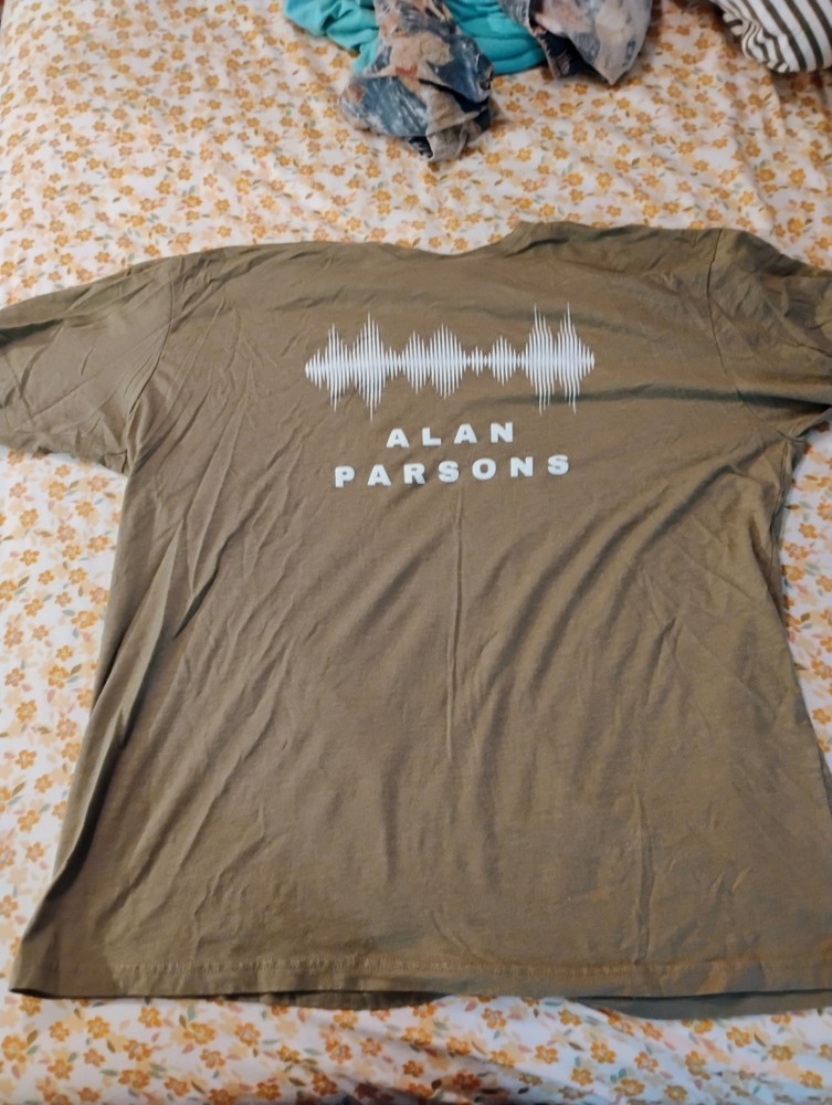 Alan Parson Shirt Mens 2XL Khaki Green Short Sleeve New Pink Floyd The Beatles