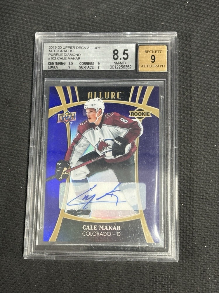 2019-20 UD ALLURE CALE MAKAR PURPLE DIAMOND ROOKIE AUTO BGS 8.5/9 AUTO #10/10 SP