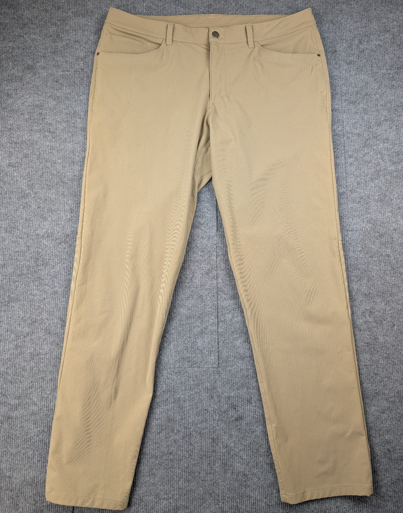 Lululemon ABC Pants Mens 38x32 Tan Khaki Chino Trouser Athleisure Minimal Career
