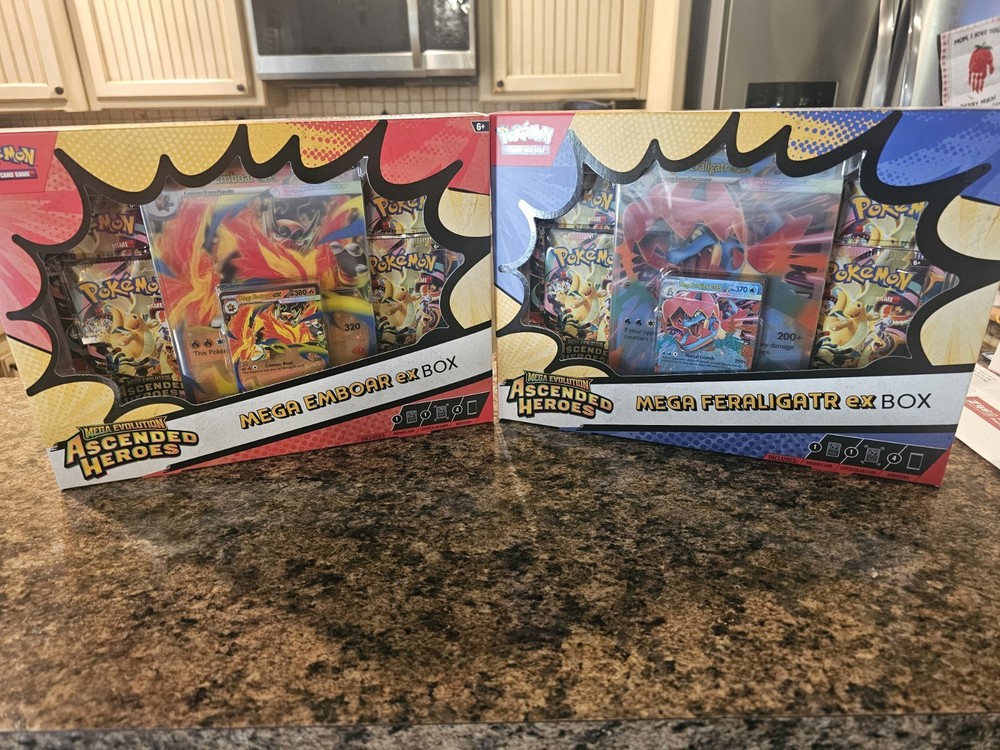 2 Pack - Pokemon Ascended Heroes Mega Feraligatr & Mega Emboar EX Box Sealed