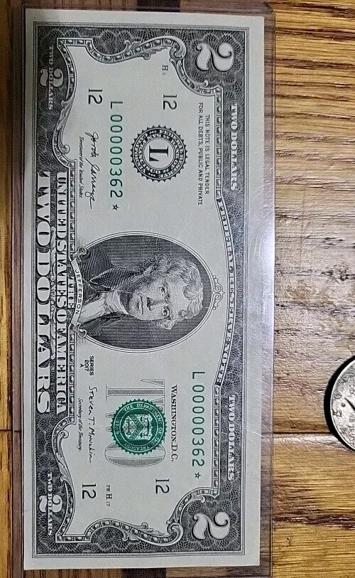 A 1st Run 2017 Series A $ 2 Dollar Star Sheet Note With A 3 Digit Serial # RARE!