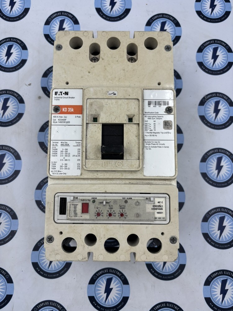 EATON HKD3400F 3 Pole 400A 600V KES3125LS TRIP