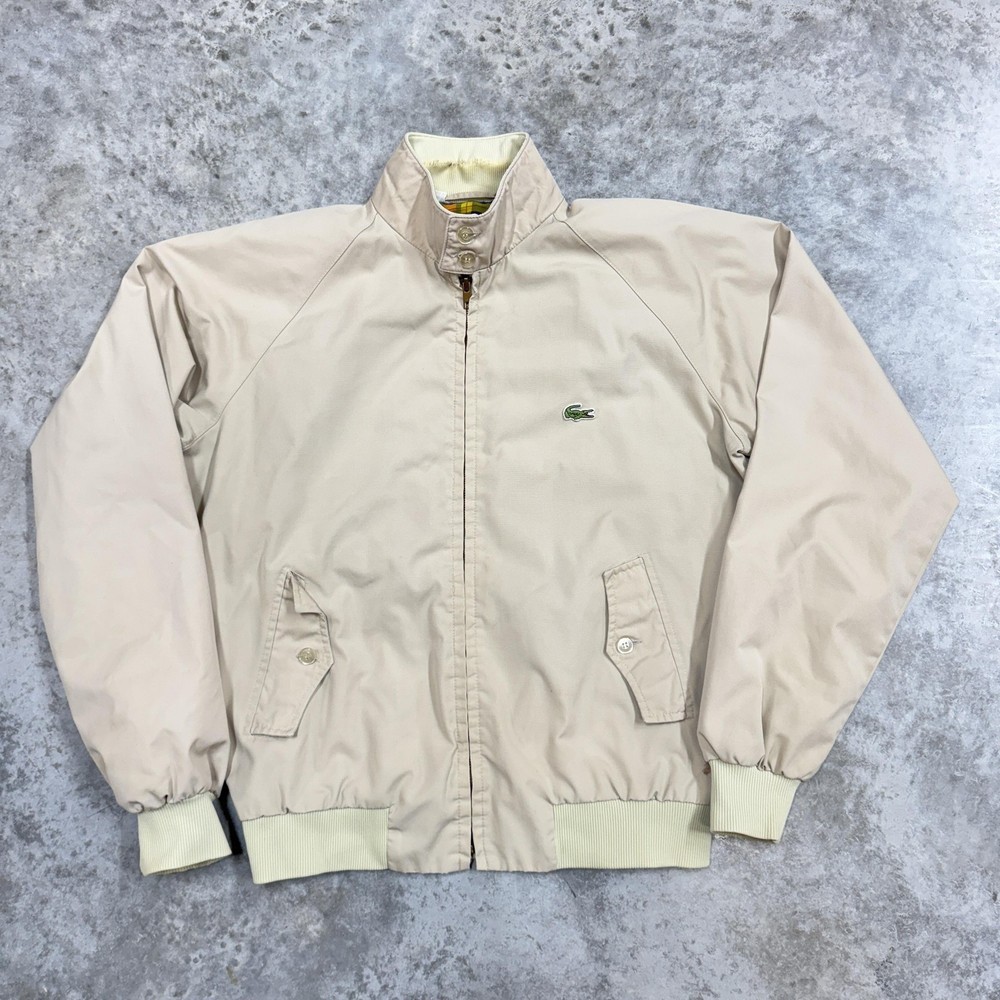 Vintage Lacoste Jacket Mens Medium Bomber Harrington Full Zip Plaid Lined 90s