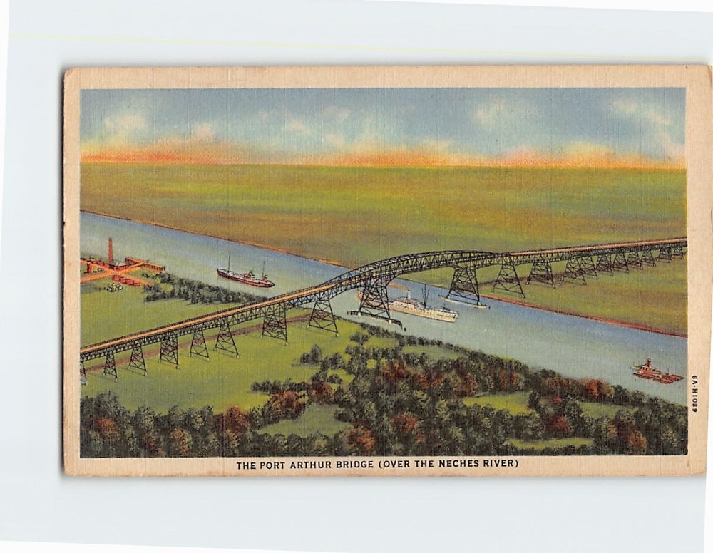 Postcard Port Arthur Bridge Texas USA