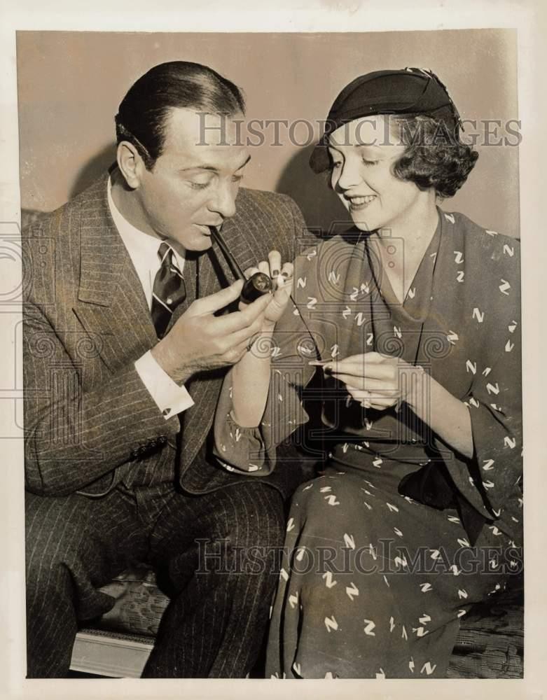 1934 Press Photo Actor Ricardo Cortez & Wife Vacation at Ritz Carlton, New York