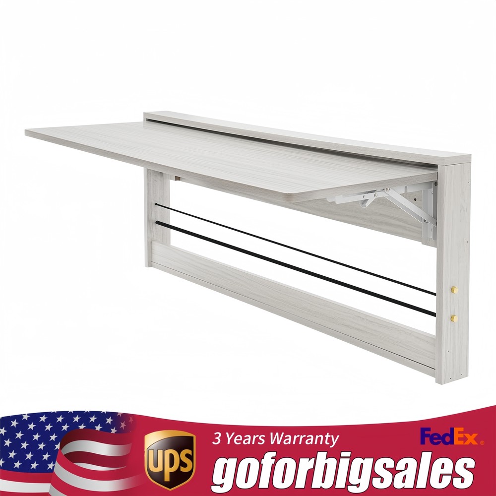 Wall Mounted Fold Down Table for Study Writing or Kitchen Storage  