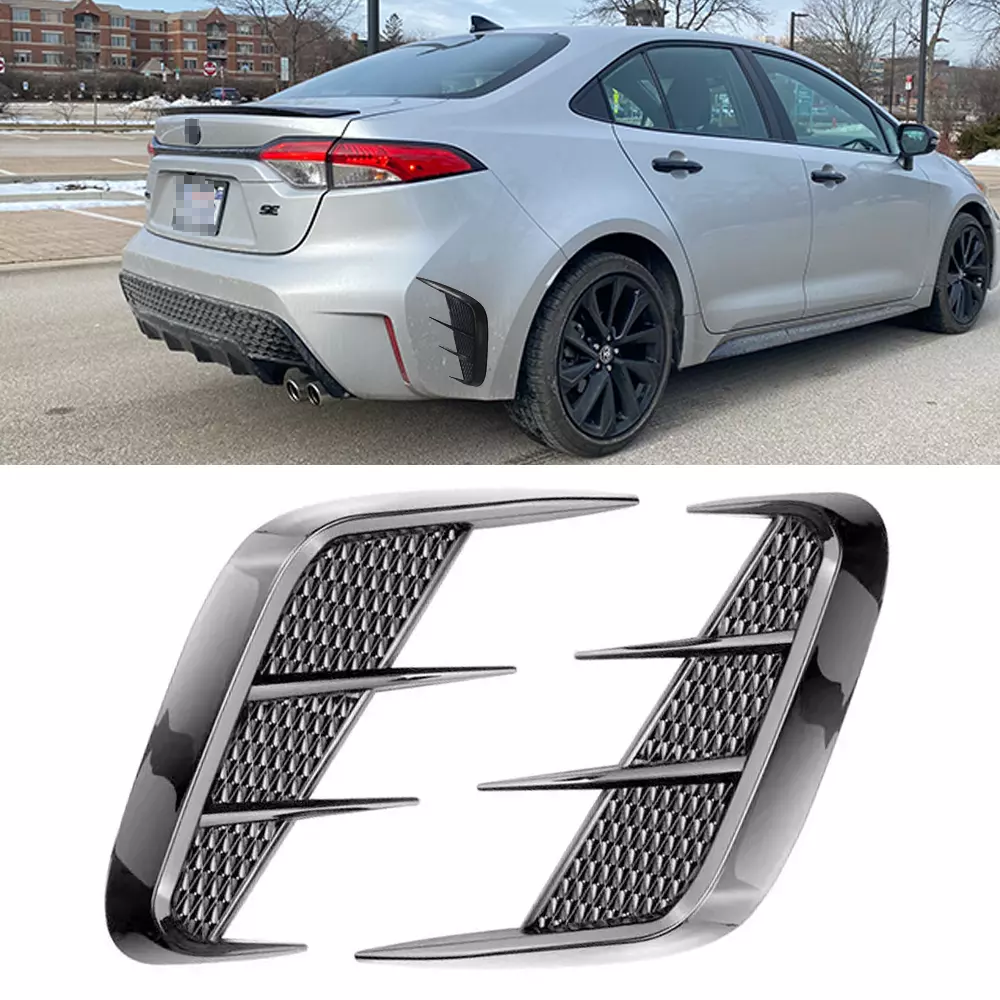 2X Universal Sport Black Soft TPU Rear Bumper Side Wing Air Vent Cover Trim