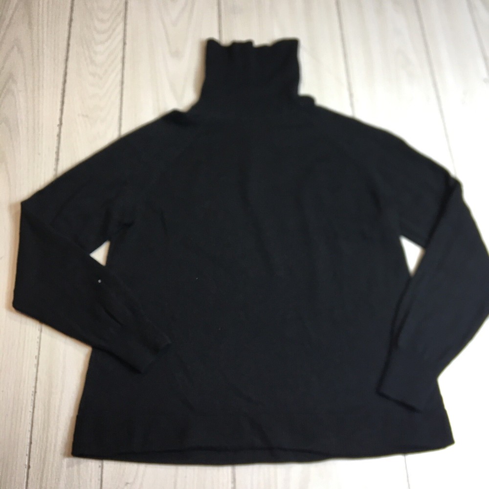Massimo Dutti Sweater Womens Large Pullover Black Wool Cashmere Top