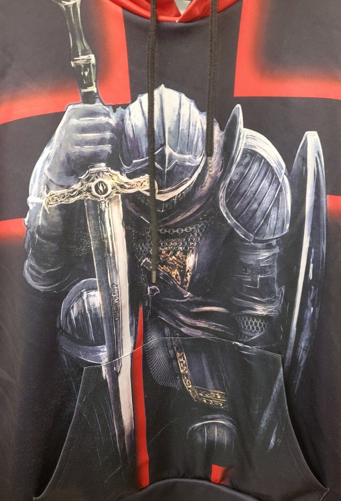 Knight Crusader Jesus Armored Saint Pullover Hoodie Sweatshirt Logo (RARE)