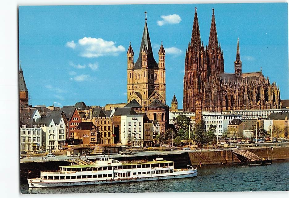 Postcard Cologne Cathedral and the Rhine River Germany