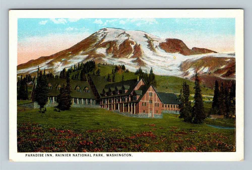 Rainier National Park WA-Washington, Paradise Inn Vintage Souvenir Postcard