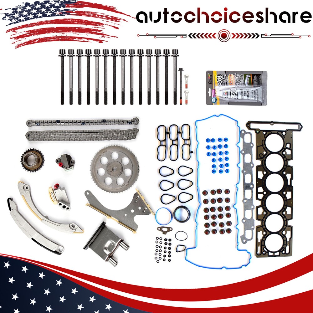 Chevy Trailblazer GMC Envoy 2002-2005 Head Gasket Set Timing Chain Kit with Bolts