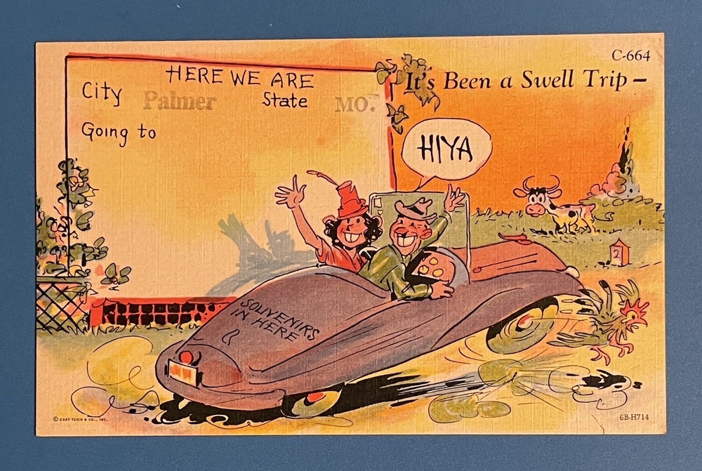 PALMER Missouri vintage comic postcard travel UNUSED
