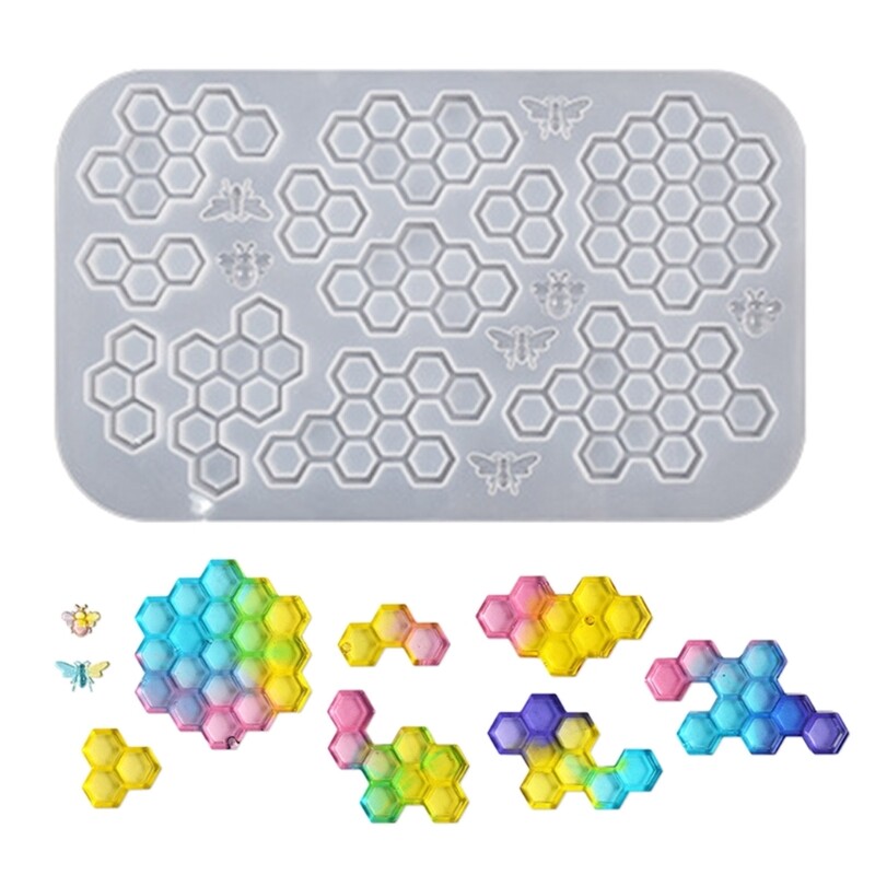 Honeycomb Silicone Resin Mold for Jewelry Casting and Keychains