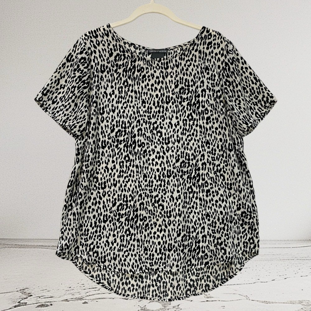 Chelsea & Theodore Animal Print Shell Top Women’s Large Casual Career Party