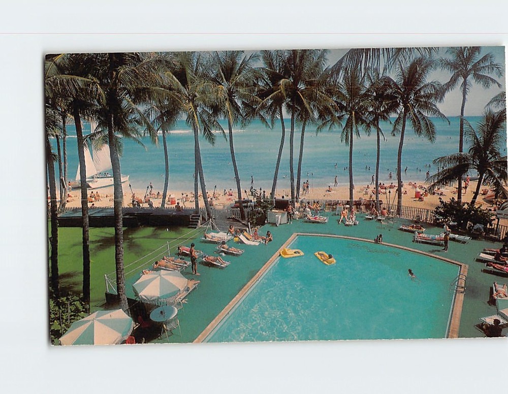 Postcard Waikiki Beach Outrigger Hotels Honolulu Hawaii USA