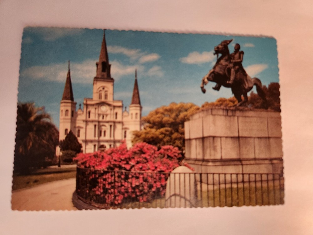 NOS St Louis Cathedral Jackson Memorial New Orleans LA Vtg Postcard Unposted NEW