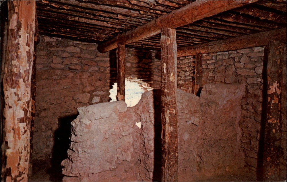 Tuzigoot Natl Monument Arizona interior ruins Pueblo Indians vintage postcard