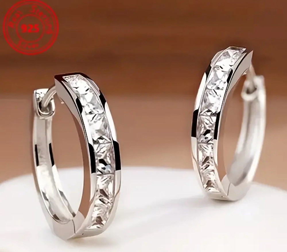Pure 925 Silver Earrings with Cubic Zirconia for Women