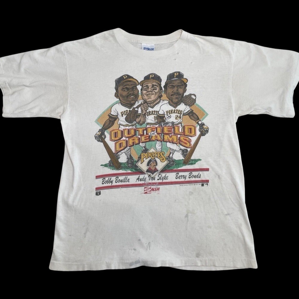 Vintage 1990 Pittsburgh Pirates Barry Bonds Bobby Bonilla Thrashed Tee Size L