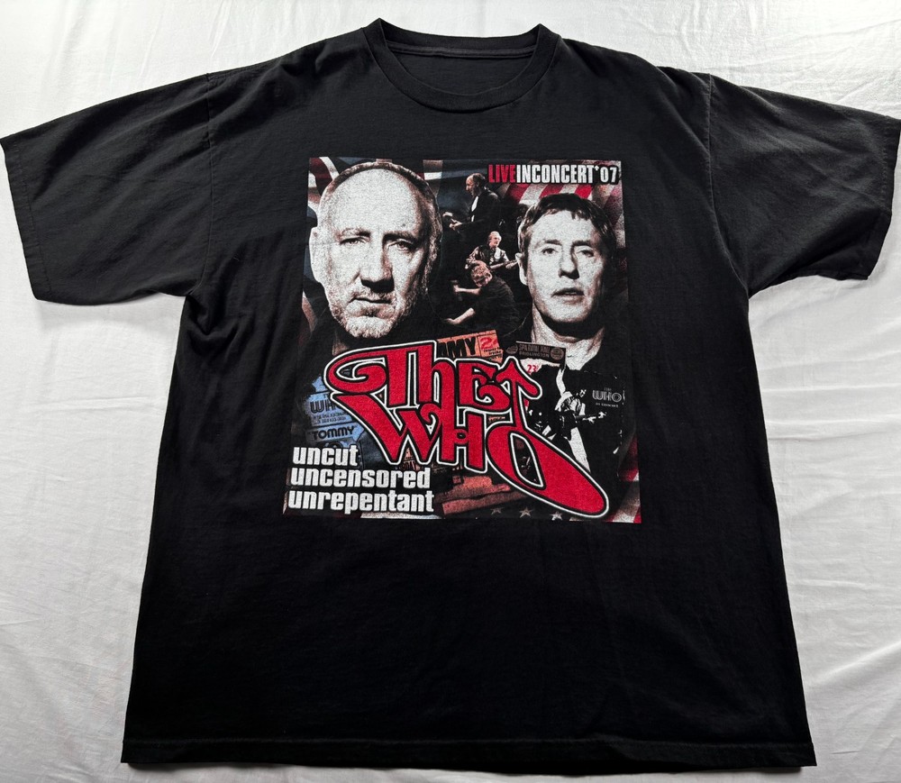THE WHO T-Shirt Men's XXL Live in Concert 2007 Tour Double Sided Black Band Tee