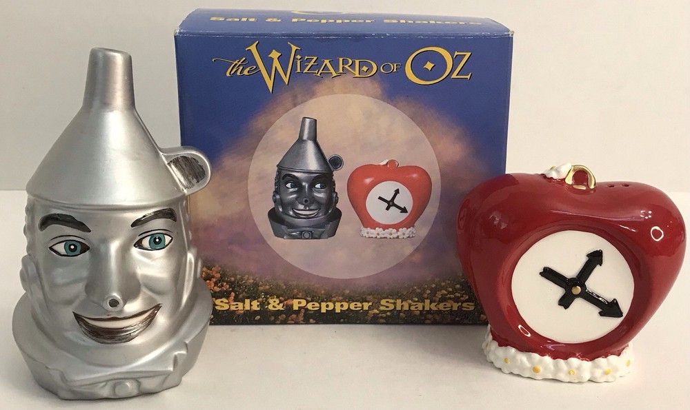 Wizard Of Oz Warner Bros TIN MAN &  HEART SALT & PEPPER SHAKERS Original Box