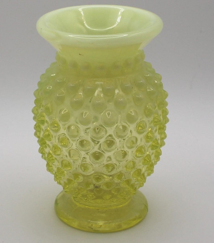 Vintage Fenton  Hobnail Vaseline Bud Vase