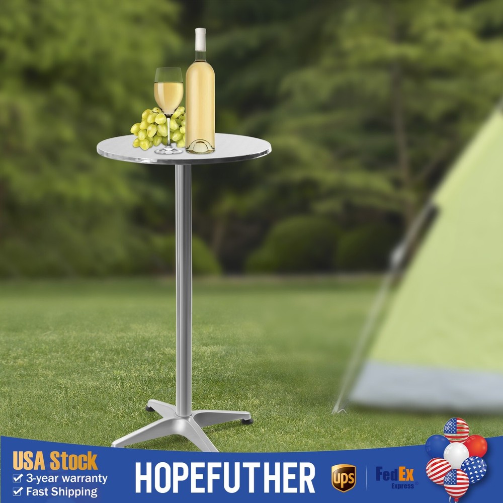 Round Cocktail Bar Table Metal Base Tall Bistro Pub Table Adjustable Height USA