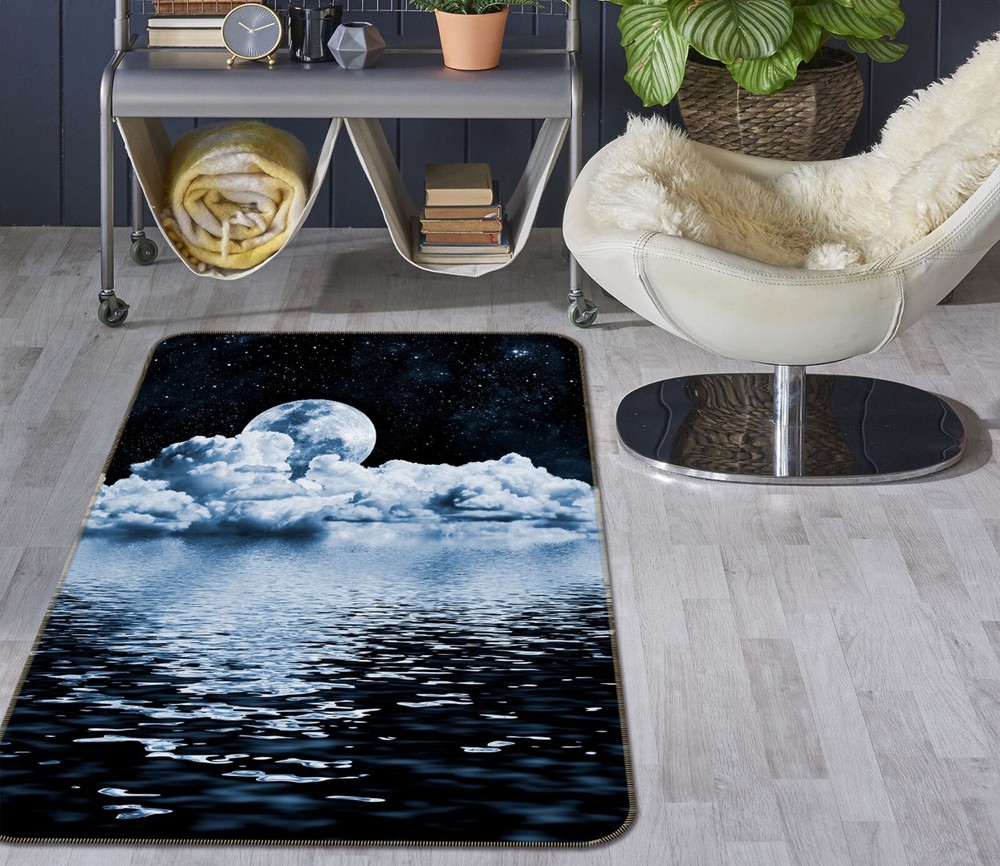 3D Moon Lake Night ZHUC1324 Game Non Slip Carpet Mat Photo Carpet Amy