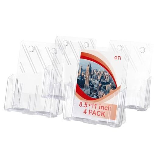 Acrylic Brochure Holder 8.5 x 11 inch, 4 Packs Brochure Display 4pcs Clear