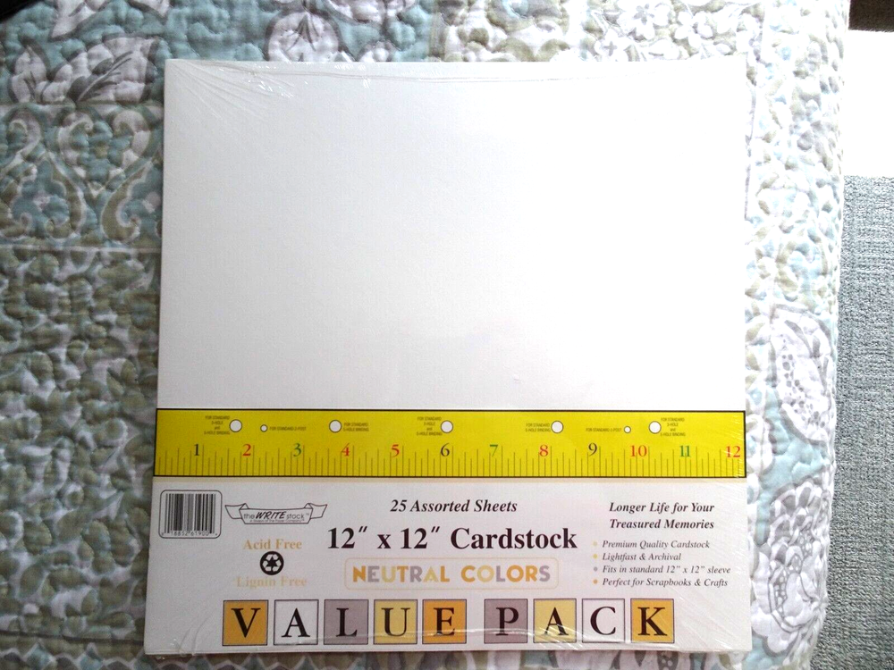 25 ASSORTED NEUTRAL COLORS SCRAPBOOKING ACID FREE STOCK PAGES 12 X 12