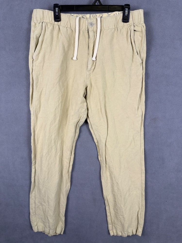 Tommy Bahama Mens L linen blend pants Oatmeal beige Resort Beach Tropical