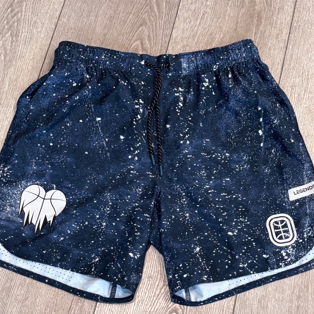 Legends Basketball Shorts Mens Large Blue Galaxy Splatter Athletic Gym 7
