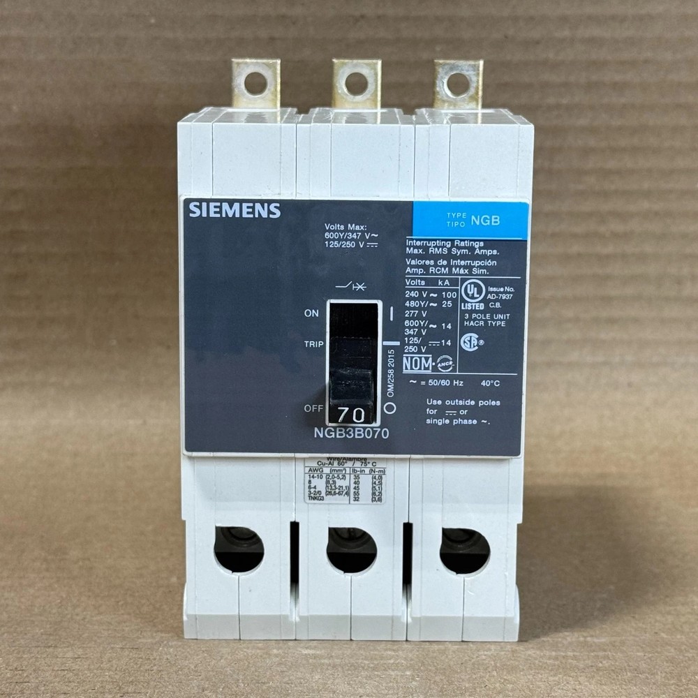 NEW Siemens NGB NGB3B070 3 Pole 70 Amp 600v Circuit Breaker NTO FLAWED #17