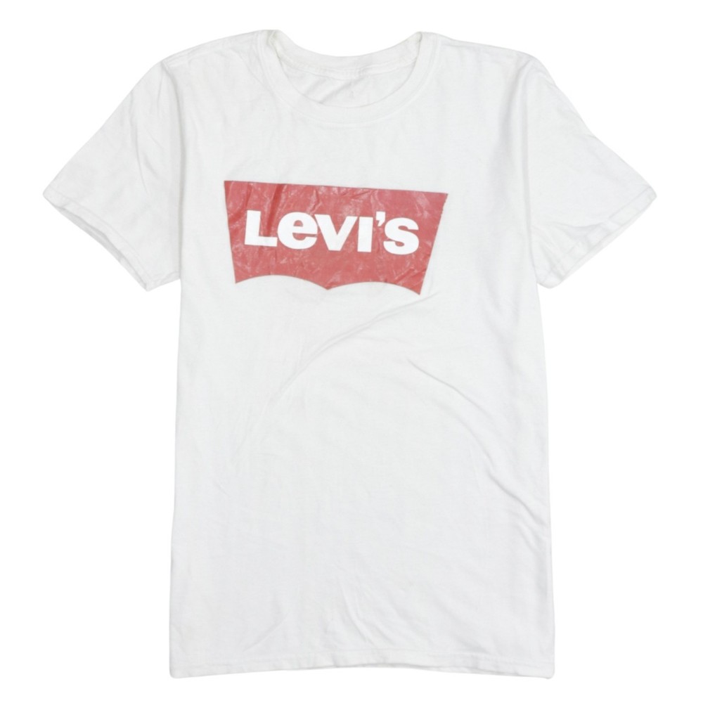 Levis Mens T Shirt White Red Batwing Logo Graphic Print Cotton Soft Crew Neck S