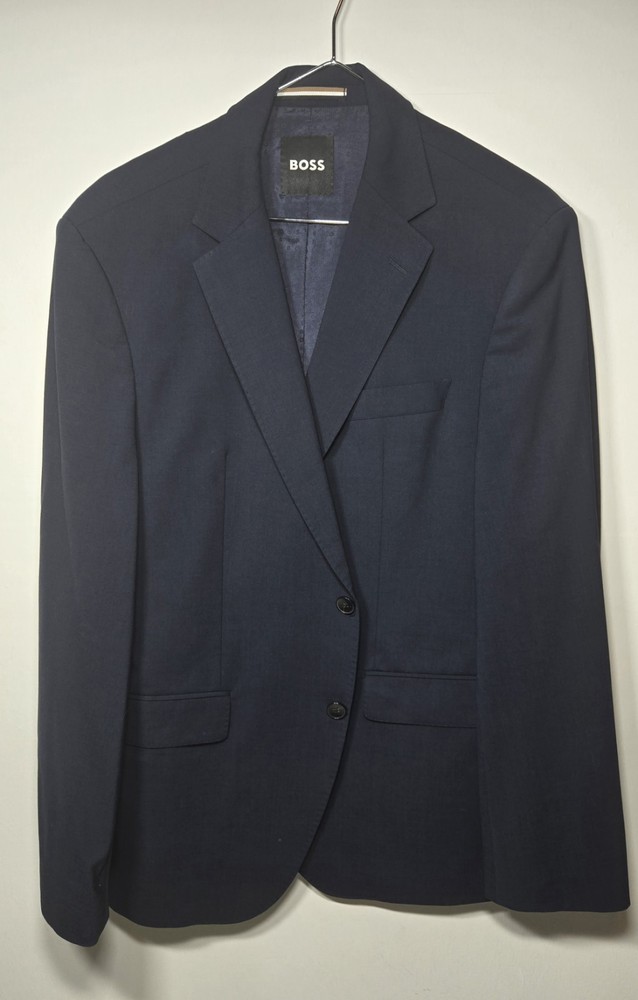 Hugo Boss Blazer Jacket 42R Navy Blue H-Jeckson Modern Fit Wool Suit Coat Mens