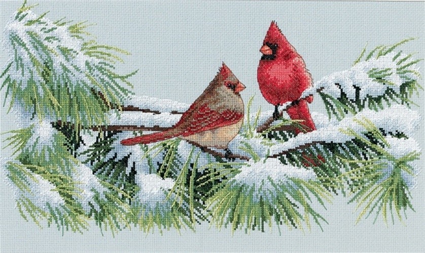 Winter Cardinals Counted Cross Stitch Kit 15x9 2006 35178