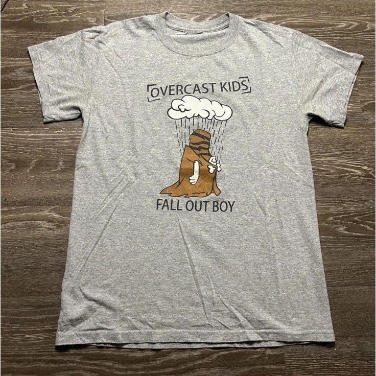 Fall Out Boy Fan Club T-shirt Overcast Kids Size Mens Rare Y2K 2000s Vintage GUC