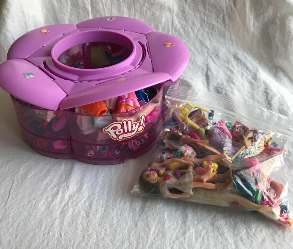 Huge Lot Of Polly Pocket Shoes Clothes Accessories Animals Purses Case Figures