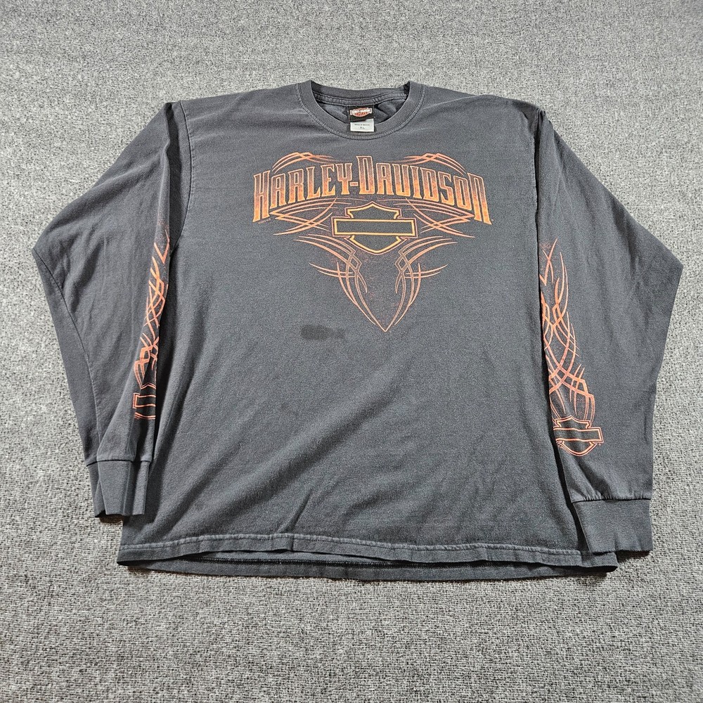 Vintage Harley-Davidson Long Sleeve Double-sided Shirt Tribal Sleeve Hits XL
