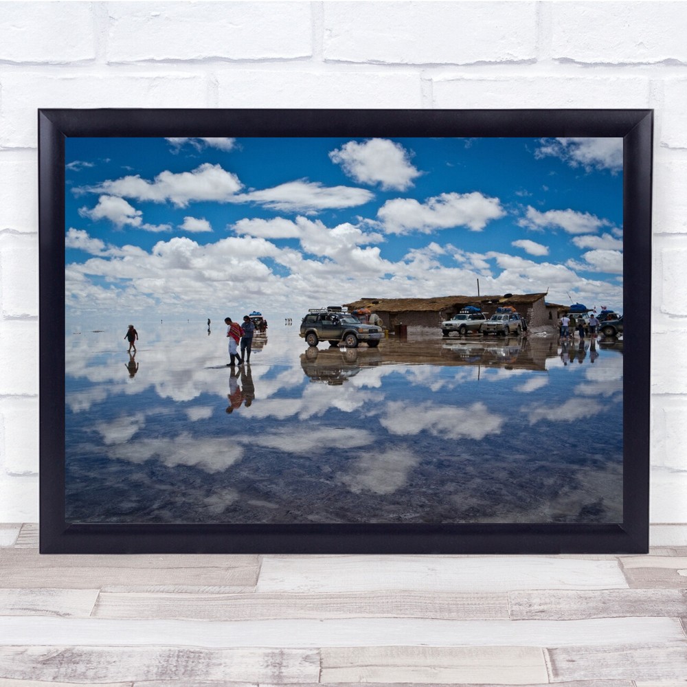 Which Way Up People and cars Reflection water clouds Wall Art Print