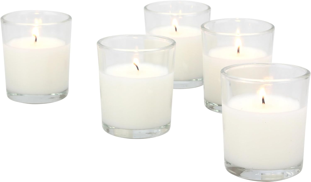 SB-SP-3210A 15 Hour Long Burning Unscented Wax Filled Votive Holders, 48 Pack, W