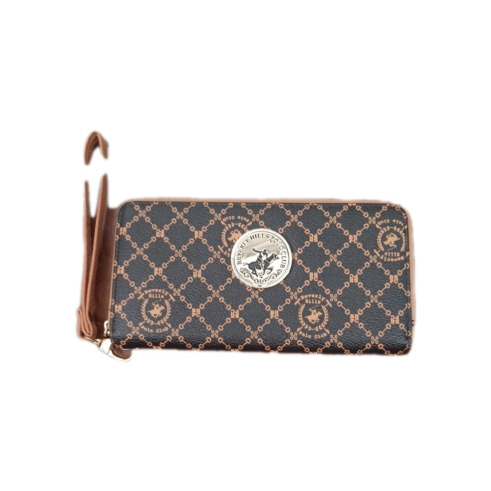 Beverly Hills Polo Club Women's Wristlet Wallet Black And Brown