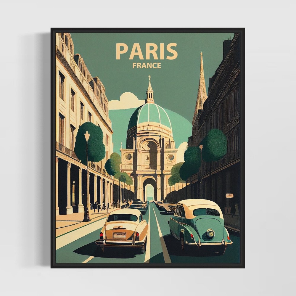 Paris France Retro Art Print Paris Wall Art Illustration Paris Vintage Minimal
