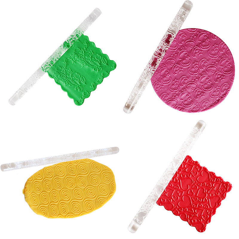 Butterfly Acrylic Clay Stick Fondant Polymer Embossed Roller Craft Rod Clear DIY