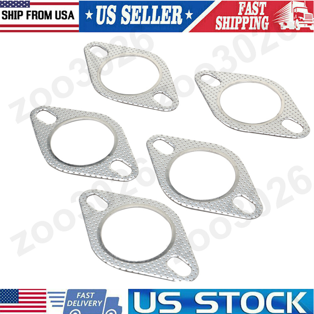 5PC Car 2 Bolt High Temp Exhaust Gasket Flange 2.5inch Cylinder Head Gasket Kit
