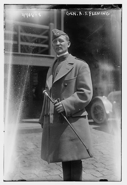 Photo:Gen. A.S. Fleming Portrait Military Officer Uniform Cane 1910s