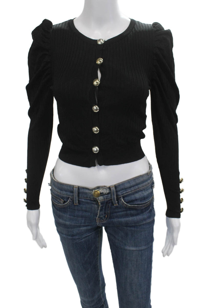 Zara Women Cropped Black Button Up Viscose Polyamide Long Sleeve Top Size SFree Shipping in US $100+ Orders | $6.95 Orders Below