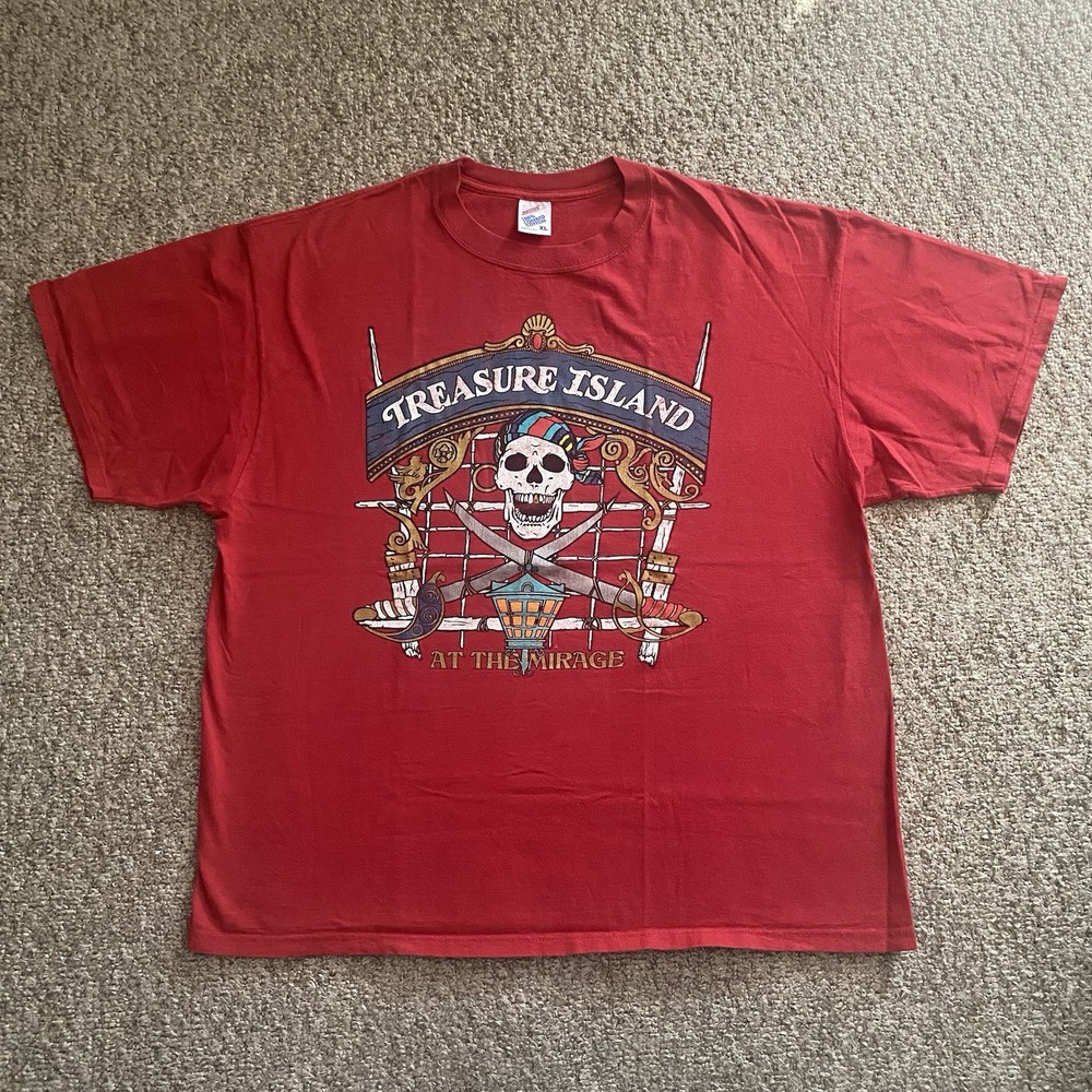 Treasure Island At The Mirage Las Vegas T Shirt Mens XL Red Vintage 90s