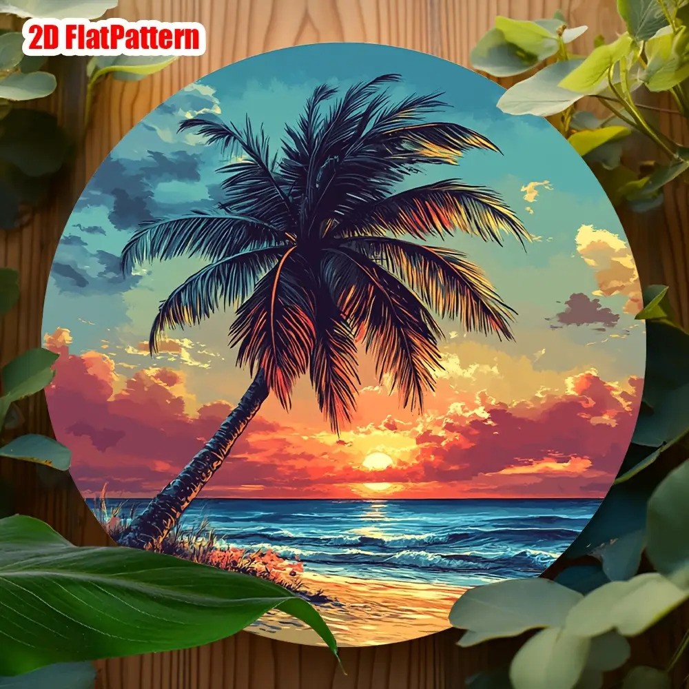 Easter Cherry Blossom Tree Wall Art Round Aluminum Decoration for Dorm
